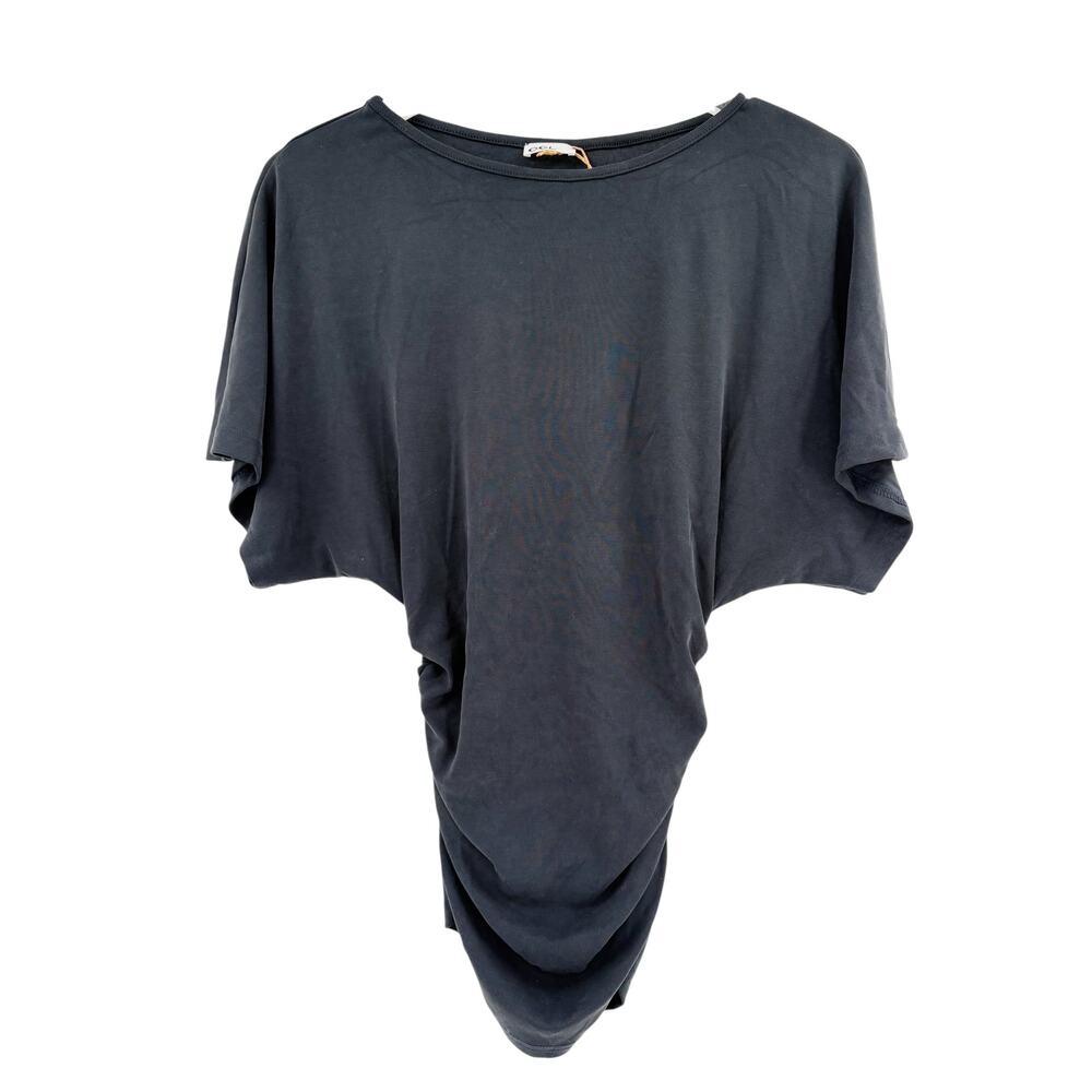 OGL Top Size L NEW Sandwashed Effortless Boatneck Batwing Sleeve Navy Ruched - Picture 7 of 10